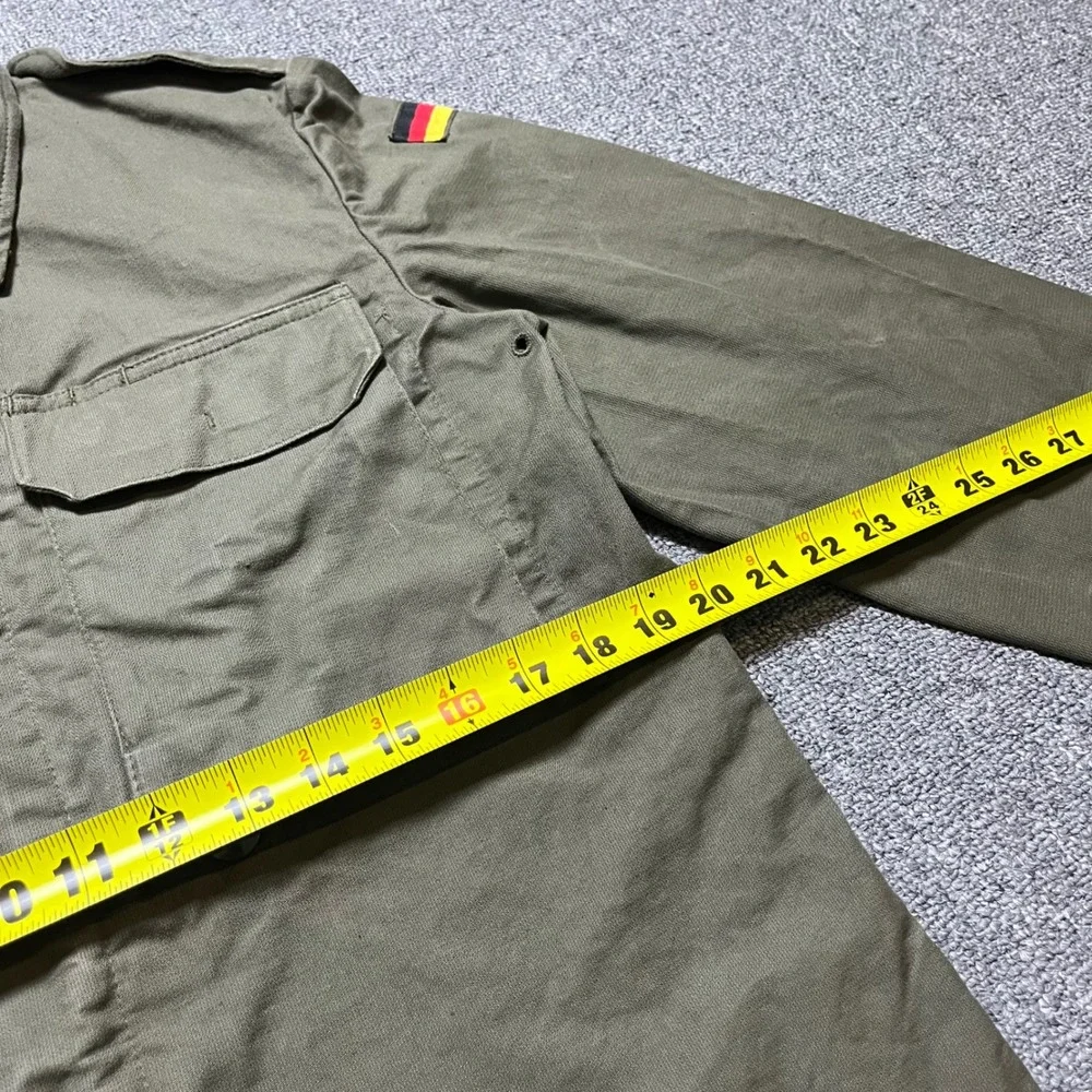 Vintage 1988 German Military Moleskin Field Shirt Size 2 Olive Drab Army Jacket
